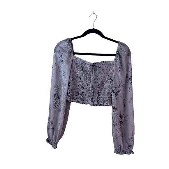 Wilfred Aritzia Wilfred Saga Prairie Blouse Smocked Floral Cropped Crop Medium - Picture 1 of 8
